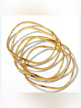 Sylvia Toledano Flow 22k Gold Plated Stackable Bangle Bracelet set NWT